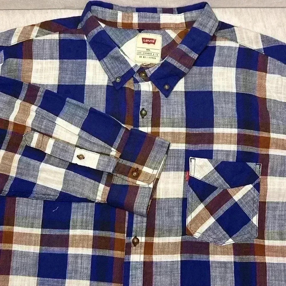 Levi's Other - NWT Levi’s Bellore Sodalite Blue 100% Cotton Casual Plaid Long Sleeve Mens 3XL